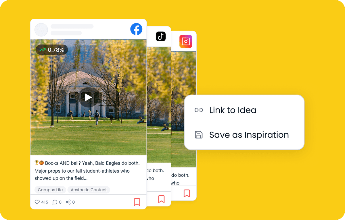 Save as inspiration with link to idea and content preview