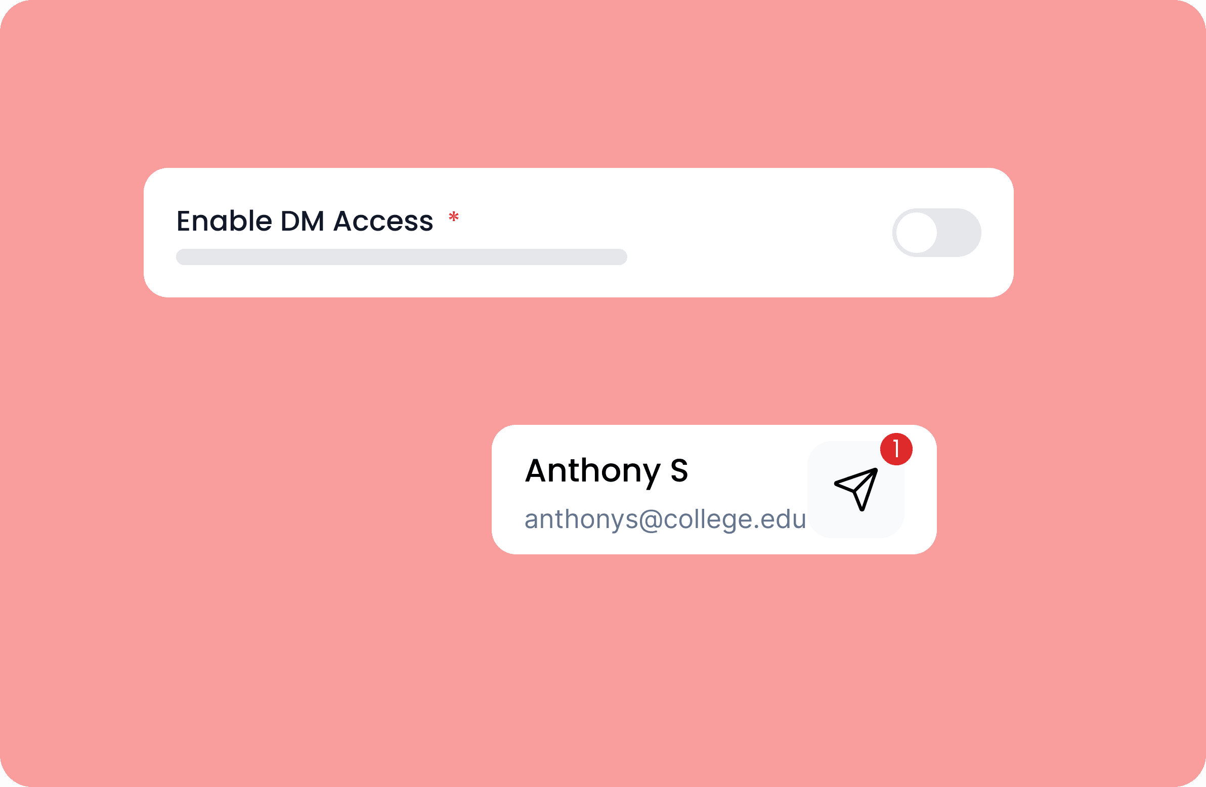 Enable DM access toggle with a scoped takeover host inbox